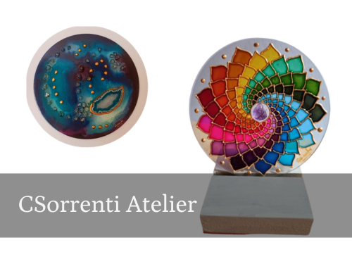 CSorrenti Atelier. Sus creaciones, desde el "árbol de la vida" hasta "flor de la vida", no solo trasmiten información visual, sino que encapsulan la sabiduría universal, el ADN de la naturaleza y los patrones cosméticos. Estas obras no son solo cuadros son portadores de una conexión trascendental co